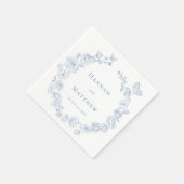 Serviette En Papier Elégant bleu Chinoiserie Bird Crest Mariage (Coin)