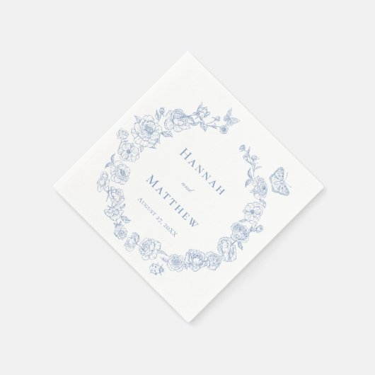 Serviette En Papier Elégant bleu Chinoiserie Bird Crest Mariage (Coin)