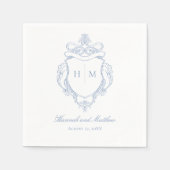 Serviette En Papier Elégant bleu Chinoiserie Bird Crest Mariage (Devant)