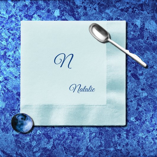Serviette En Papier Élégant bleu couleur solide monogrammé serviettes