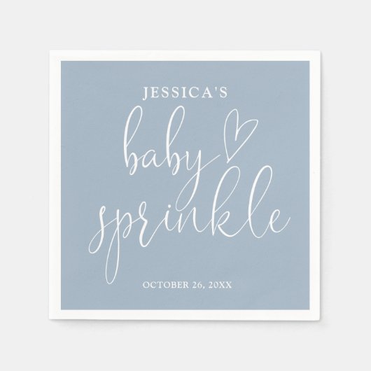 Serviette En Papier Elégant bleu Dusty Baby Sprinkle Douche (Devant)