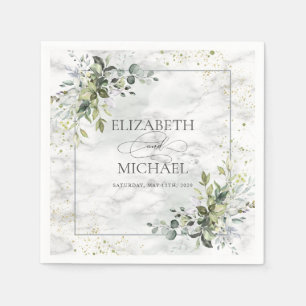 Serviette En Papier Elégant bleu Dusty Eucalyptus Marbre vert
