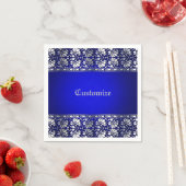 Serviette En Papier Elégant bleu et argent Personnalisé (En situation)