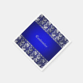 Serviette En Papier Elégant bleu et argent Personnalisé (Coin)