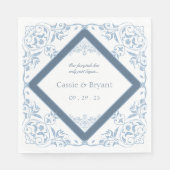 Serviette En Papier Elégant bleu et blanc côtier chic Mariage (Devant)