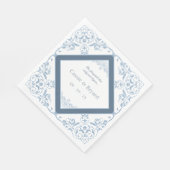 Serviette En Papier Elégant bleu et blanc côtier chic Mariage (Coin)