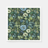 Serviette En Papier Élégant bleu et vert Fleur sauvage victorien Motif (Devant)