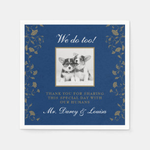 Serviette En Papier Élégant bleu floral Nous faisons trop Chien Animau