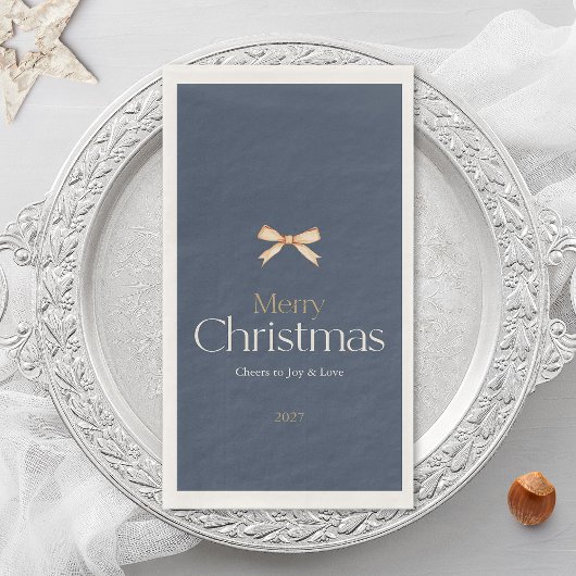 Serviette En Papier Elégant bleu foncé Joyeux Noël serviettes d'hôtes
