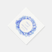 Serviette En Papier Elégant bleu Hydrangea Aquarelle Floral Mariage (Coin)