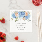 Serviette En Papier Élégant bleu Hydrangea rose Rose Mariage (En situation)