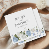 Serviette En Papier Elégant bleu Hydrangea Roses blanches Mariage flor