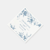 Serviette En Papier Elégant bleu Jardin Français Mariage Floral (Coin)