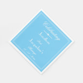 Serviette En Papier Elégant bleu Mariage Aqua bleu sur papier (Coin)