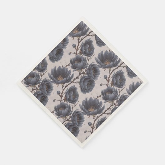 Serviette En Papier Elégant bleu marine bleu fleur rustique mariage (Coin)