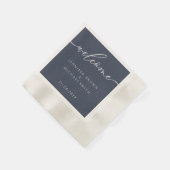 Serviette En Papier Élégant bleu marine Mariage de bienvenue Design mi (Coin)