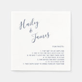 Serviette En Papier Elégant bleu marine Mariage moderne (Devant)