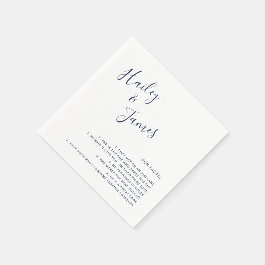 Serviette En Papier Elégant bleu marine Mariage moderne (Coin)