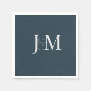 Serviette En Papier Elégant bleu marine   Papier monogramme Napkin