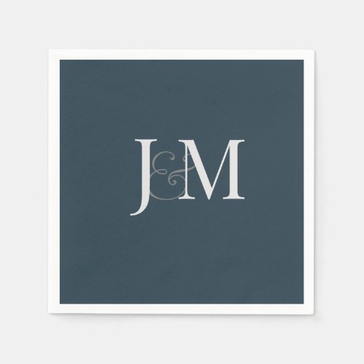 Serviette En Papier Elégant bleu marine | Papier monogramme Napkin (Devant)