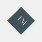 Serviette En Papier Elégant bleu marine | Papier monogramme Napkin (Coin)