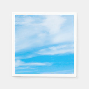 Serviette En Papier Élégant bleu moderne ciel blanc nuages Modèle