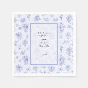 Serviette En Papier Elégant bleu neutre Ombre floral Mariage Dîner