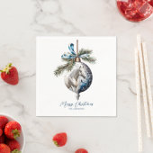 Serviette En Papier Élégant bleu Noël blanc cheval équestre (En situation)
