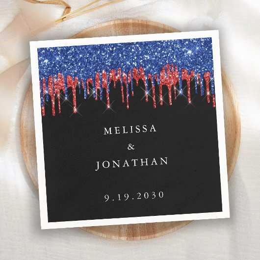 Serviette En Papier Elégant bleu Parties scintillant rouge Mariage pa