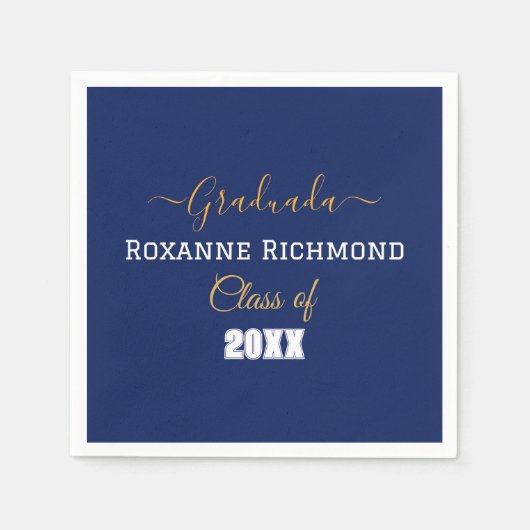 Serviette En Papier Elégant Bleu Photo Espagnol Diplômé (Devant)