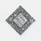 Serviette En Papier Élégant bleu poussiéreux argenté blanc gris floral (Coin)