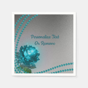 Serviette En Papier Elégant bleu romantique cristal Rose perles