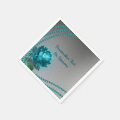 Serviette En Papier Elégant bleu romantique cristal Rose perles (Coin)