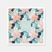 Serviette En Papier Elégant bleu rose Fleurs de menthe Aquarelle Flora (Devant)