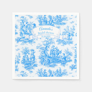 Serviette En Papier Elégant bleu turquoise toile de jouy Douche nuptia