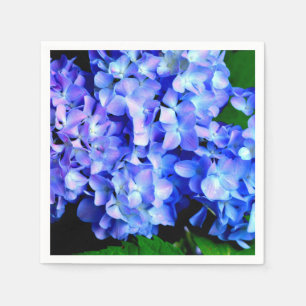Serviette En Papier Élégant bleu violet clair magenta hydrangée floral
