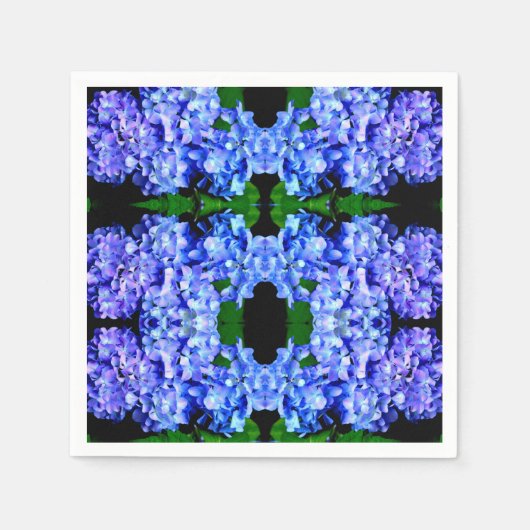 Serviette En Papier Élégant bleu violet clair magenta hydrangée floral (Devant)