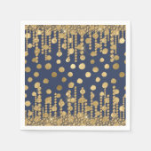 Serviette En Papier Élégant Bling Bleu Or Joli Glam (Devant)