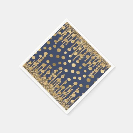 Serviette En Papier Élégant Bling Bleu Or Joli Glam (Coin)