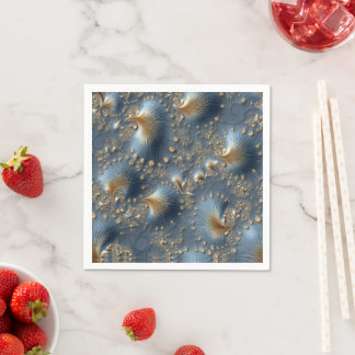Serviette En Papier Elegant Blue and Gold Abstract Wedding Napkins