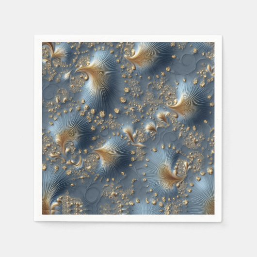 Serviette En Papier Elegant Blue and Gold Abstract Wedding Napkins (Devant)