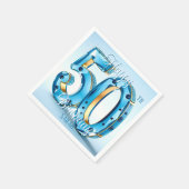 Serviette En Papier Elégant Blue and Gold Gemstone 50e anniversaire (Coin)