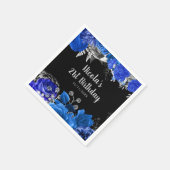 Serviette En Papier Elegant Blue and Silver Flowers Birthday Party (Coin)