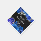 Serviette En Papier Elegant Blue and Silver Flowers Sweet Sixteen (Coin)