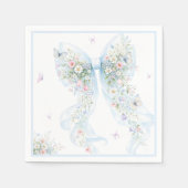 Serviette En Papier Elegant Blue Bow Butterfly Baby Shower (Devant)