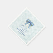 Serviette En Papier Elegant Blue Bow Engagement Party Invitation (Coin)