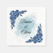 Serviette En Papier "Elegant Blue Flower Napkins for Your Special Day" (Devant)