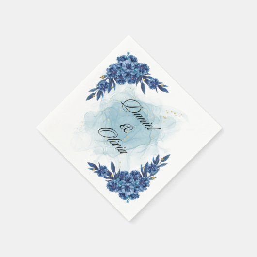 Serviette En Papier "Elegant Blue Flower Napkins for Your Special Day" (Coin)