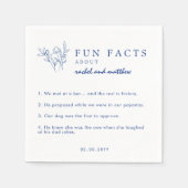 Serviette En Papier Élégant Blue Fun Facts Modèle Mariage Napkins (Devant)