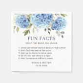 Serviette En Papier Élégant Blue Hydrangea Fun Facts Mariage (Devant)